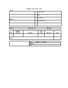 Telephone sales order form