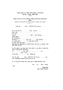 Đơn xin cấp giấy chứng nhận đủ điều kiện kết hôn (dùng cho công dân Việt Nam kết hôn với người nước ngòai)