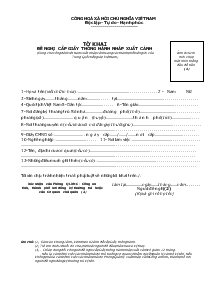 Tờ khai đề nghị cấp giấy thông hành nhập xuất cảnh (dùng cho công dân Việt Nam xuất nhập cảnh sang các thành phố biên giới của trung quốc tiếp giáp Việt Nam)