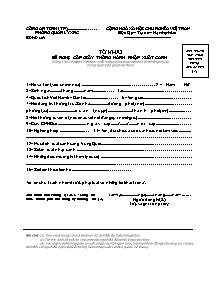 Mẫu tờ khai đề nghị cấp giấy thông hành nhập xuất cảnh (Dùng cho công dân Việt Nam xuất nhập cảnh sang các Thành phố biên giới của Trung Quốc tiếp giáp Việt Nam)