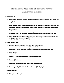 Mô tả công việc trợ lý trưởng phòng marketing & sales